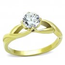 TK1416 - IP Gold(Ion Plating) Stainless Steel Ring with AAA Grade CZ in Clear