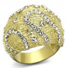 TK1419 - IP Gold(Ion Plating) Stainless Steel Ring with Top Grade Crystal in Clear
