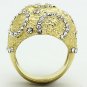 TK1419 - IP Gold(Ion Plating) Stainless Steel Ring with Top Grade Crystal in Clear