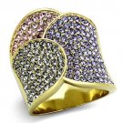 TK1420 - IP Gold(Ion Plating) Stainless Steel Ring with Top Grade Crystal in Multi Color