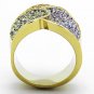 TK1420 - IP Gold(Ion Plating) Stainless Steel Ring with Top Grade Crystal in Multi Color