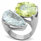 TK1424 - High polished (no plating) Stainless Steel Ring with AAA Grade CZ in Apple Green color