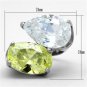 TK1424 - High polished (no plating) Stainless Steel Ring with AAA Grade CZ in Apple Green color