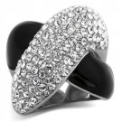TK1427 - High polished (no plating) Stainless Steel Ring with Top Grade Crystal in Clear