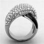 TK1427 - High polished (no plating) Stainless Steel Ring with Top Grade Crystal in Clear