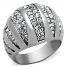 TK1430 - High polished (no plating) Stainless Steel Ring with Top Grade Crystal in Clear