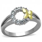 TK1434 - Two-Tone IP Gold (Ion Plating) Stainless Steel Ring with AAA Grade CZ in Clear