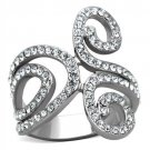 TK1437 - High polished (no plating) Stainless Steel Ring with Top Grade Crystal in Clear
