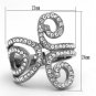 TK1437 - High polished (no plating) Stainless Steel Ring with Top Grade Crystal in Clear