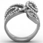 TK1437 - High polished (no plating) Stainless Steel Ring with Top Grade Crystal in Clear