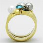 TK1440 - IP Gold(Ion Plating) Stainless Steel Ring with Synthetic Pearl in Multi Color