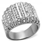 TK1447 - High polished (no plating) Stainless Steel Ring with Top Grade Crystal in Clear