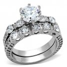 TK1450 - High polished (no plating) Stainless Steel Ring with AAA Grade CZ in Clear