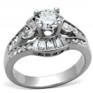 TK1451 - High polished (no plating) Stainless Steel Ring with AAA Grade CZ in Clear