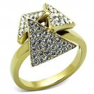 TK1485 - IP Gold(Ion Plating) Stainless Steel Ring with Top Grade Crystal in Clear