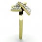 TK1485 - IP Gold(Ion Plating) Stainless Steel Ring with Top Grade Crystal in Clear