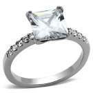TK1486 - High polished (no plating) Stainless Steel Ring with AAA Grade CZ in Clear