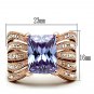 TK1490 - IP Rose Gold(Ion Plating) Stainless Steel Ring with AAA Grade CZ in Light Amethyst