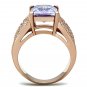 TK1490 - IP Rose Gold(Ion Plating) Stainless Steel Ring with AAA Grade CZ in Light Amethyst