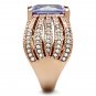 TK1490 - IP Rose Gold(Ion Plating) Stainless Steel Ring with AAA Grade CZ in Light Amethyst