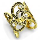 TK1506 - IP Gold(Ion Plating) Stainless Steel Ring with Top Grade Crystal in Clear