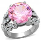 TK1512 - High polished (no plating) Stainless Steel Ring with AAA Grade CZ in Rose