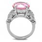 TK1512 - High polished (no plating) Stainless Steel Ring with AAA Grade CZ in Rose