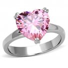 TK1513 - High polished (no plating) Stainless Steel Ring with AAA Grade CZ in Rose