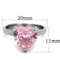 TK1513 - High polished (no plating) Stainless Steel Ring with AAA Grade CZ in Rose