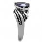 TK1515 - High polished (no plating) Stainless Steel Ring with AAA Grade CZ in Amethyst