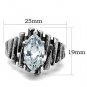 TK1516 - High polished (no plating) Stainless Steel Ring with AAA Grade CZ in Clear