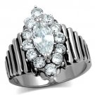 TK1517 - High polished (no plating) Stainless Steel Ring with AAA Grade CZ in Clear