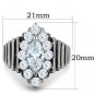 TK1517 - High polished (no plating) Stainless Steel Ring with AAA Grade CZ in Clear