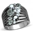 TK1521 - High polished (no plating) Stainless Steel Ring with Top Grade Crystal in Black Diamond