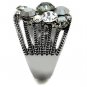 TK1521 - High polished (no plating) Stainless Steel Ring with Top Grade Crystal in Black Diamond