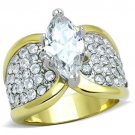 TK1548 - Two-Tone IP Gold (Ion Plating) Stainless Steel Ring with AAA Grade CZ in Clear