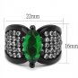 TK1548J - IP Black(Ion Plating) Stainless Steel Ring with Synthetic Synthetic Glass in Emerald