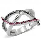 TK156 - High polished (no plating) Stainless Steel Ring with Top Grade Crystal in Multi Color