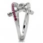 TK156 - High polished (no plating) Stainless Steel Ring with Top Grade Crystal in Multi Color
