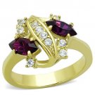 TK1567 - IP Gold(Ion Plating) Stainless Steel Ring with Top Grade Crystal in Amethyst
