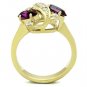 TK1567 - IP Gold(Ion Plating) Stainless Steel Ring with Top Grade Crystal in Amethyst