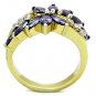 TK1568 - Two-Tone IP Gold (Ion Plating) Stainless Steel Ring with AAA Grade CZ in Amethyst