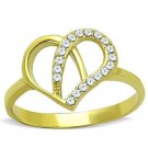 TK1586 - IP Gold(Ion Plating) Stainless Steel Ring with AAA Grade CZ in Clear