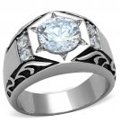 TK1606 - High polished (no plating) Stainless Steel Ring with AAA Grade CZ in Clear