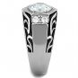 TK1606 - High polished (no plating) Stainless Steel Ring with AAA Grade CZ in Clear