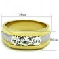 TK1615 - Two-Tone IP Gold (Ion Plating) Stainless Steel Ring with Top Grade Crystal in Clear