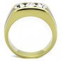 TK1615 - Two-Tone IP Gold (Ion Plating) Stainless Steel Ring with Top Grade Crystal in Clear