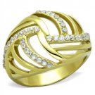 TK1627 - IP Gold(Ion Plating) Stainless Steel Ring with AAA Grade CZ in Clear