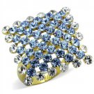 TK1643 - IP Gold(Ion Plating) Stainless Steel Ring with Top Grade Crystal in Light Sapphire