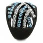 TK1663 - Two-Tone IP Black Stainless Steel Ring with Top Grade Crystal in Sea Blue